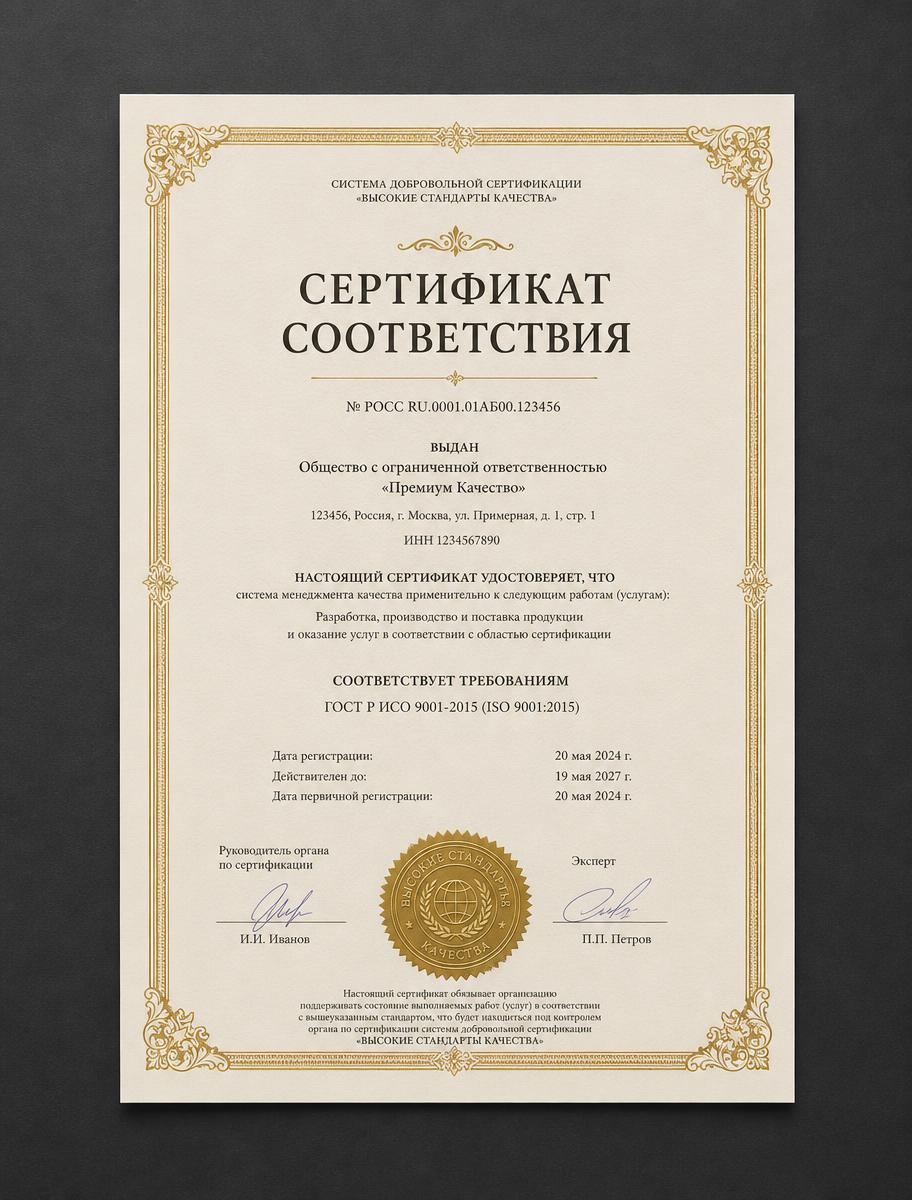 Сертификат соответствия на материалы